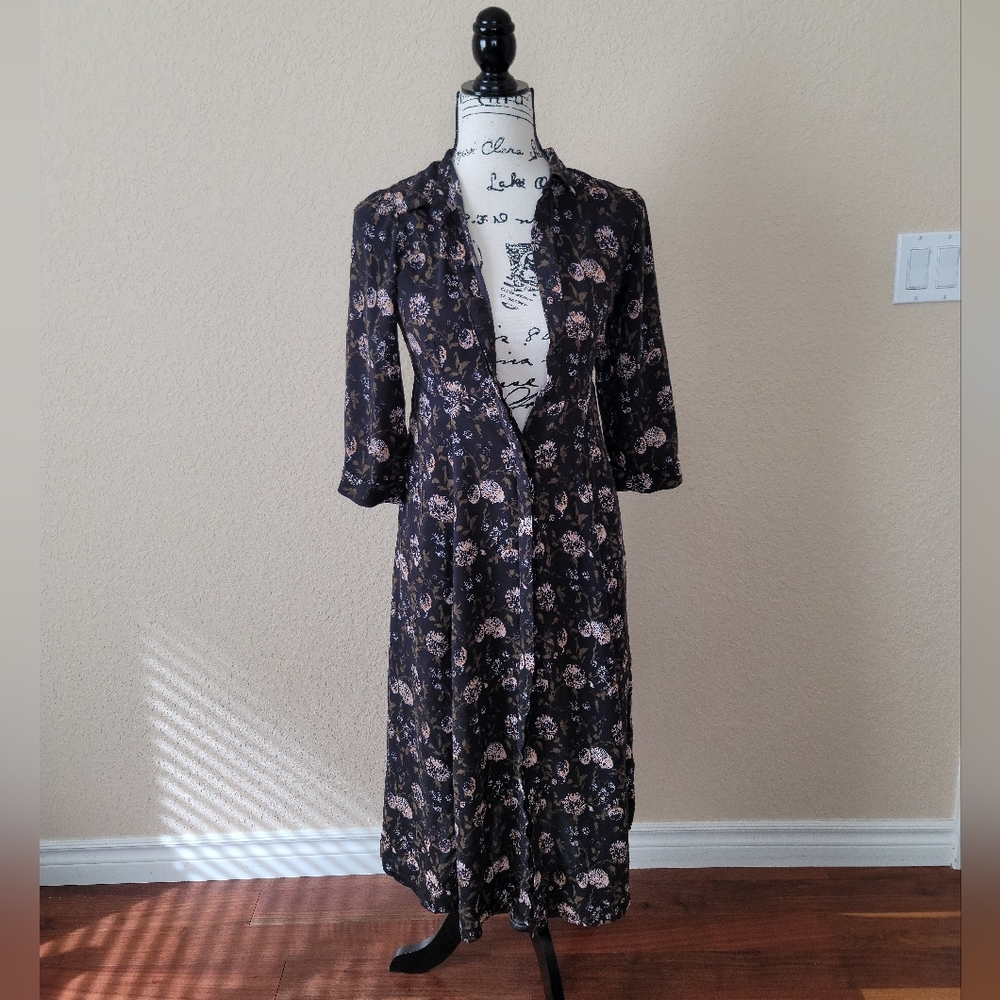 Zara Long Button Dress, Size  Small